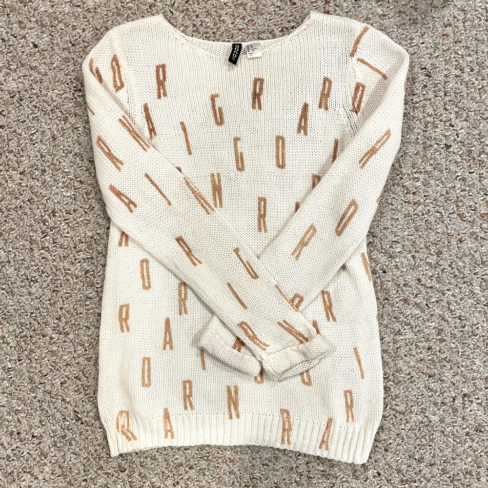 H&M Cream Sweater with Letter Design